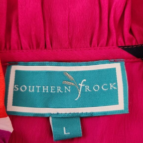 SOUTHERN FROCK WOMEN'S SHIFT SLEEVELESS RUFFLE NECKLINE DRESS SIZE LARGE - Picture 7 of 8